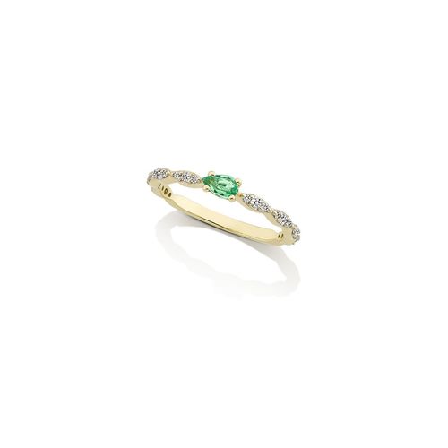 Anel em ouro amarelo, esmeralda e diamantes - Soleil