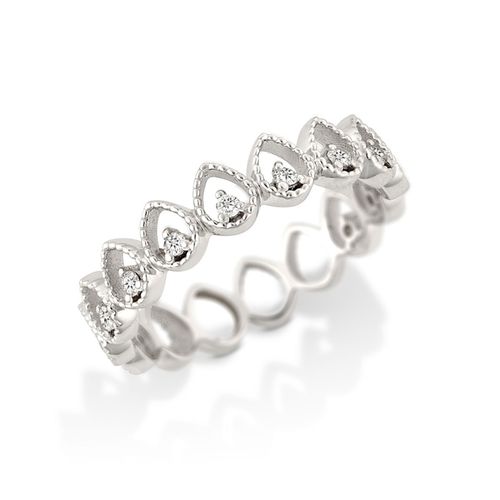 Aliança em ouro branco e diamantes - Orvalho