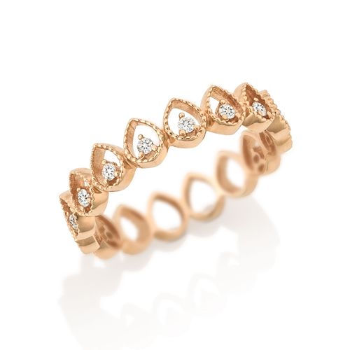 Aliança em ouro rosa e diamantes - Orvalho