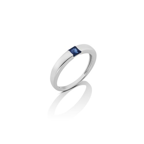 Anel em ouro branco e safira azul - Graduated