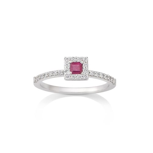 Anel em ouro branco, rubi e diamantes - Graduated