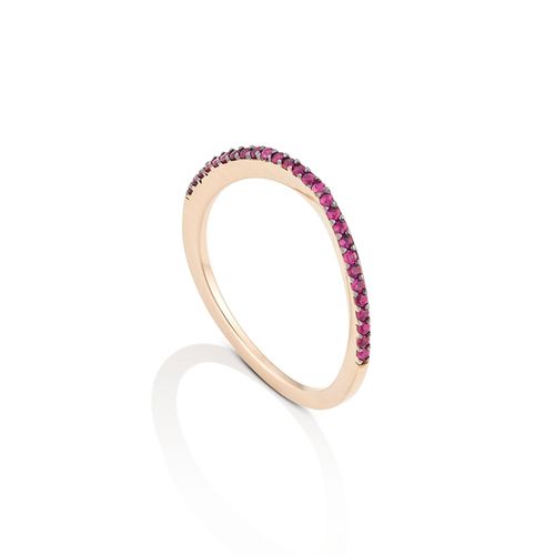 Anel em ouro rosa e rubis - Bambolê