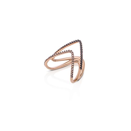 Anel em ouro rosa, espinélios e diamantes dark brown - enseada - Oceano