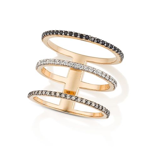 Anel em ouro rosa e diamantes dark brown - Colors