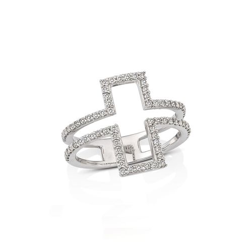 Anel em ouro branco e diamantes - Cruz
