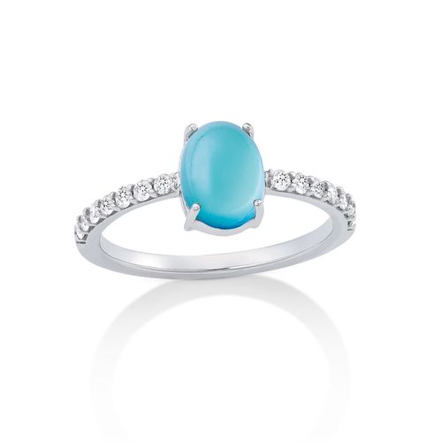 Anel em ouro branco, diamantes e apatita - Candy