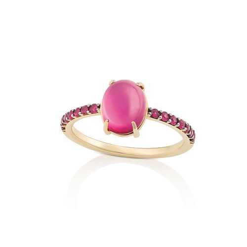 Anel em ouro rosa, turmalina rosa e rubis - Candy
