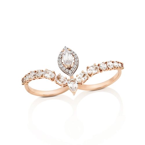 Anel em ouro rosa, topázio branco e diamante - Casablanca