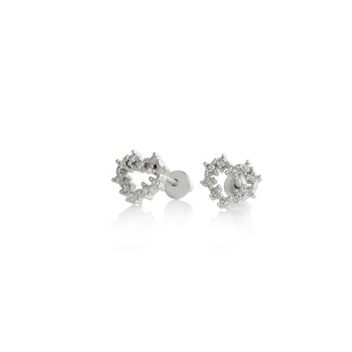 Brinco em ouro branco e diamantes - mini coração - Infantil