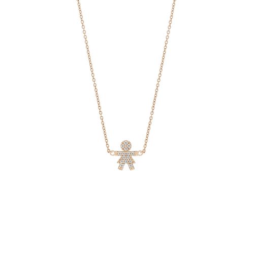 Colar em ouro rosa e diamantes - 1 menina - Lovely Family