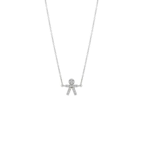 Colar em ouro branco e diamantes - 1 menino - Lovely Family