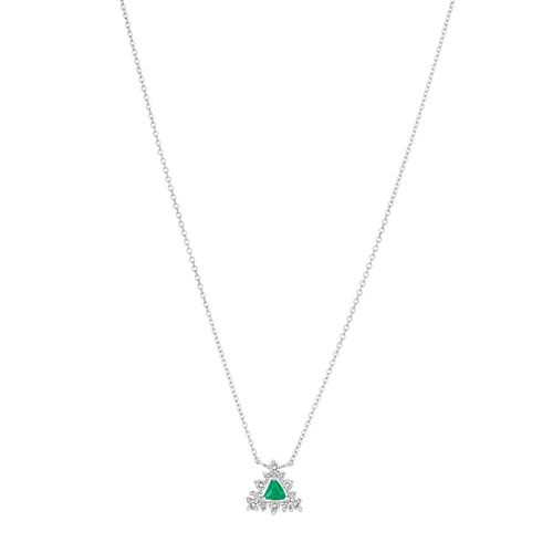 Colar em ouro branco, diamantes e esmeralda - Be Positive