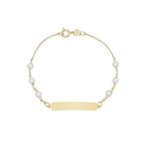 Pulseira em ouro amarelo e pérolas - chapinha - Infantil