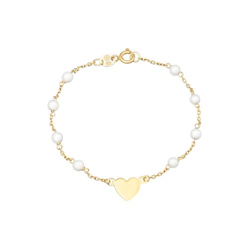 Pulseira em ouro amarelo e pérolas - Coração