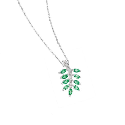 Pingente em ouro branco, esmeralda e diamantes - Arrudinha da Sorte