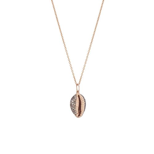 Pingente em ouro rosa e diamantes dark brown - búzios - Oceano