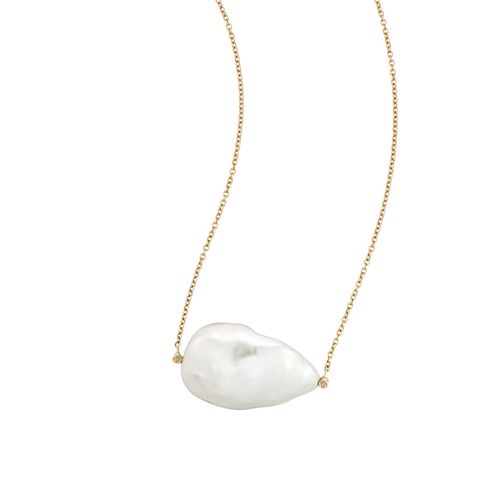 Colar em ouro amarelo, pérola barroca e diamantes - Unique
