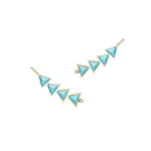 Brinco em ouro amarelo, diamantes e turquesas - Be Positive