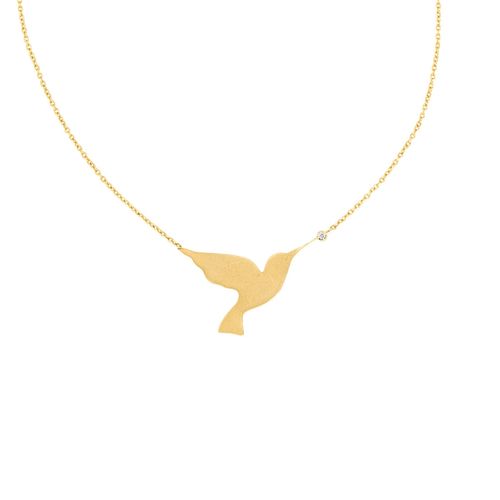 Colar em ouro amarelo e diamante - bejiinho - Beija Flor