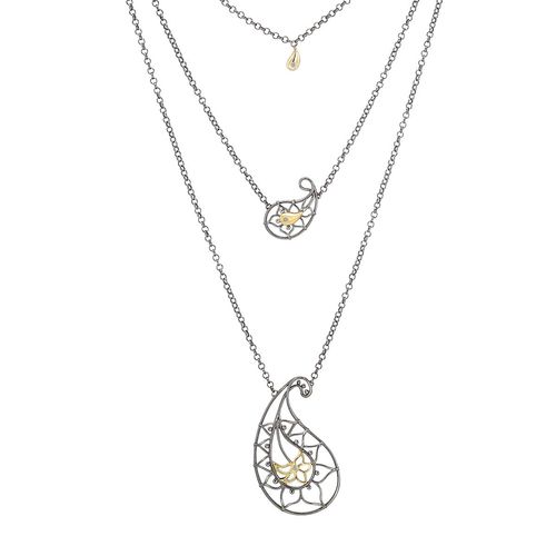Colar em prata, ouro amarelo e diamantes – Cachemir