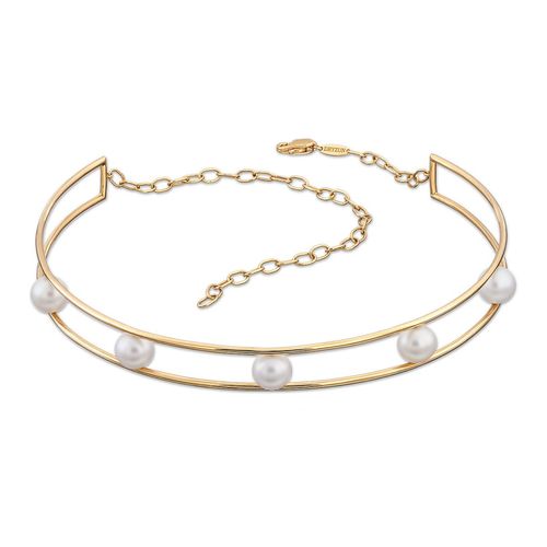 Colar choker em ouro amarelo e pérolas - Equilíbrio