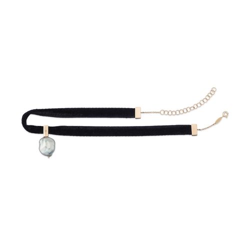Colar choker em ouro rosa, pérola barroca e diamante - Unique