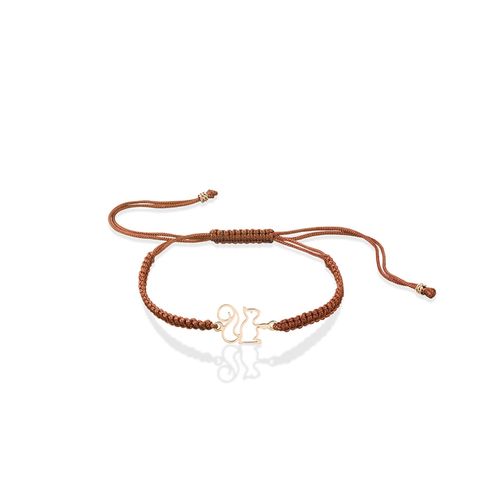 Pulseira em ouro rosa e fio de seda - esquilo - prosperidade - Jardim Secreto