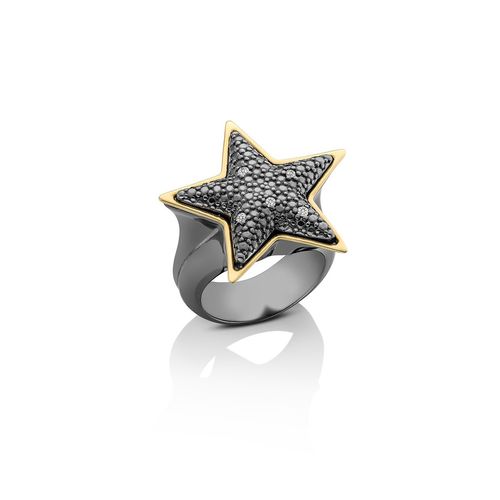 Anel em prata, ouro amarelo e diamante - Lucky Star