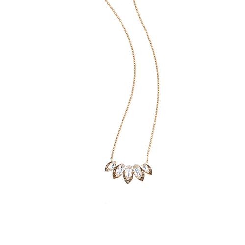 Colar em ouro rosa, diamantes brown e topázio branco - Lótus