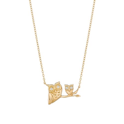 Colar em ouro amarelo e diamante - um filho - Mamãe Coruja