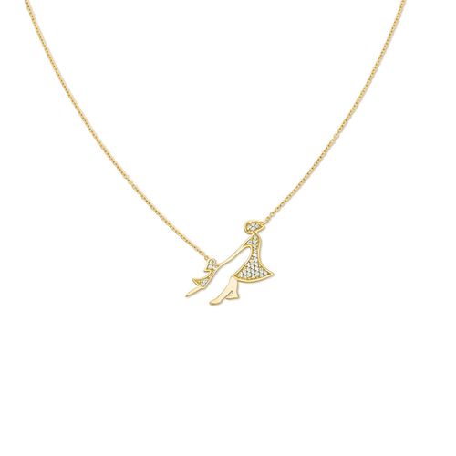 Colar em ouro amarelo e diamantes - Mamãe Filhinha