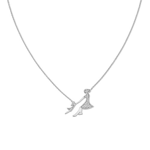 Colar em ouro branco e diamantes - Mamãe Filhinha