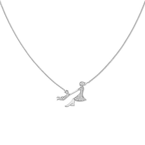 Colar em ouro branco e diamantes - Mamãe Filhinho
