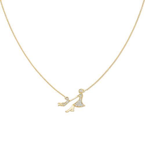 Colar em ouro amarelo e diamantes - Mamãe Filhinho