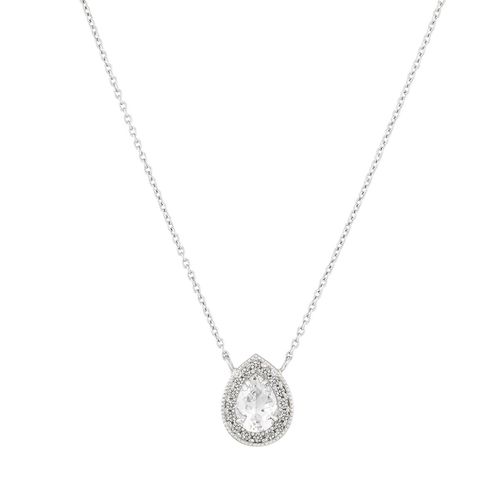 Colar em ouro branco, diamante e topázio branco - Reverie