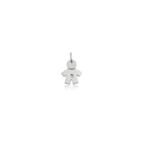 Pingente em ouro branco e diamante - Menino