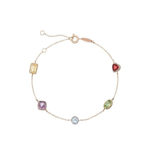 Pulseira em ouro rosa, ouro amarelo, ouro branco, peridoto, granada, citrino, topázio azul e ametista - Ginger