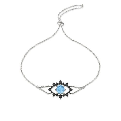 Pulseira em ouro branco, apatita e espinélios - Power Eye