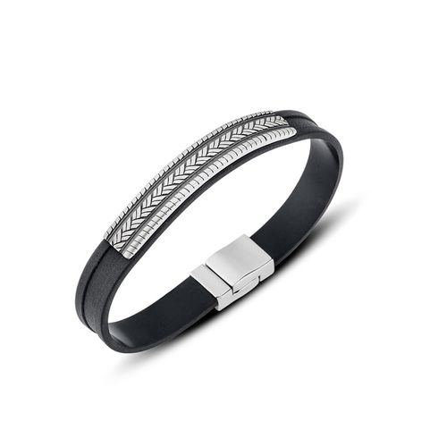 Pulseira em prata e borracha - Road