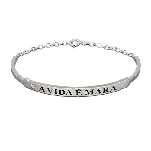 Pulseira em prata, ouro amarelo e diamante - a vida é mara - Wishes