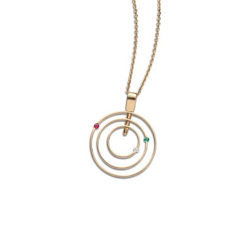 Pingente em ouro amarelo, diamante, esmeralda e rubi - DNA Astral - Signos
