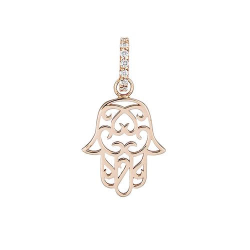 Pingente em ouro rosa e diamantes - Hamsa