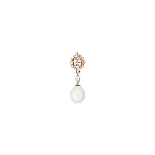 Pingente em ouro rosa, diamante, pérola e topázio branco - Jasmim