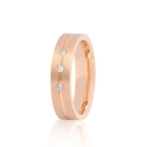 Aliança em ouro rosa e diamantes