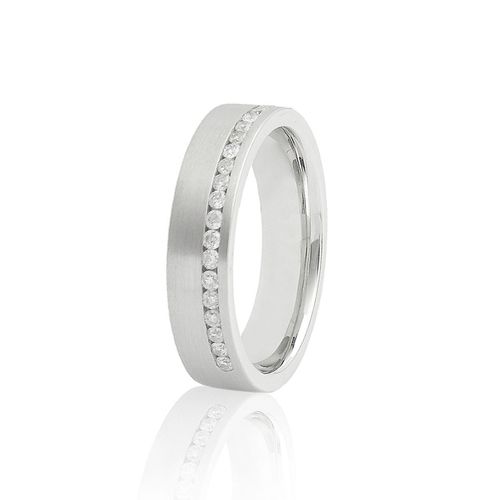 Aliança em ouro branco e diamantes