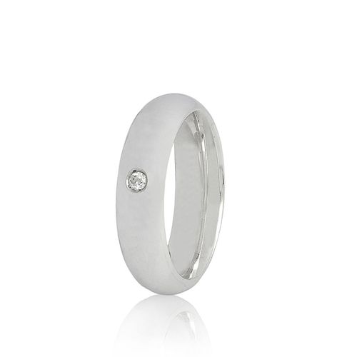 Aliança em ouro branco e diamante