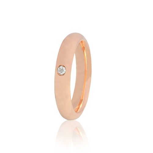 Aliança em ouro rosa e diamante