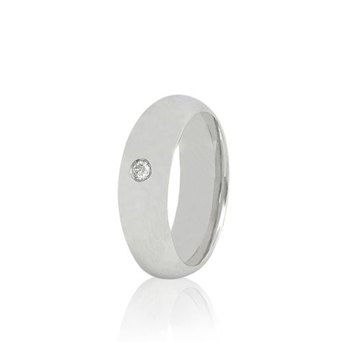 Aliança em ouro branco e diamante