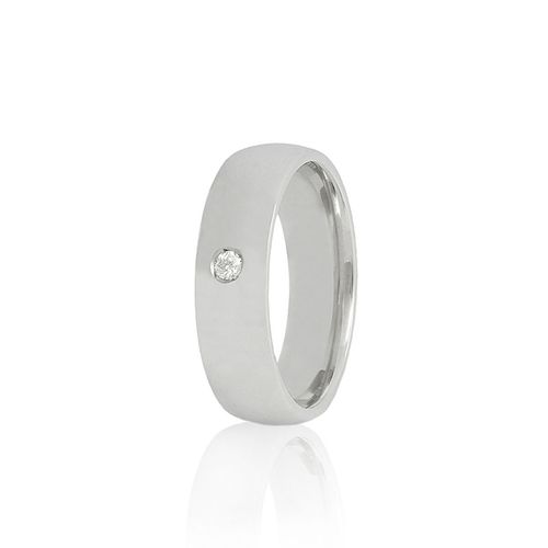 Aliança em ouro branco e diamante