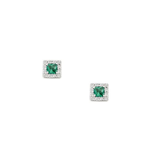 Brinco em ouro branco, esmeraldas e diamantes - Graduated